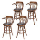 Industrial Armed Bar Stools Oak Wood Dining Stool with Footrest Nut-Brown 4 Piece Set Clearhalo 'Bar Furniture' 'Bar Stools' 'bar_stools' 'furn' 'furn_bar_stools' 'Furniture' 'Kitchen & Dining Furniture' 6555972