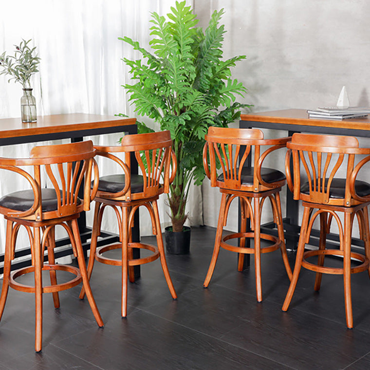 Industrial Armed Bar Stools Oak Wood Dining Stool with Footrest Clearhalo 'Bar Furniture' 'Bar Stools' 'bar_stools' 'furn' 'furn_bar_stools' 'Furniture' 'Kitchen & Dining Furniture' 6555973