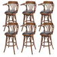 Industrial Armed Bar Stools Oak Wood Dining Stool with Footrest Nut-Brown 6 Piece Set Clearhalo 'Bar Furniture' 'Bar Stools' 'bar_stools' 'furn' 'furn_bar_stools' 'Furniture' 'Kitchen & Dining Furniture' 6555975