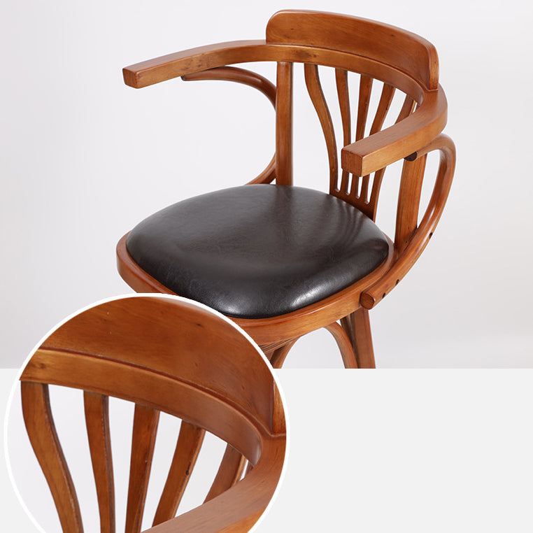 Industrial Armed Bar Stools Oak Wood Dining Stool with Footrest Clearhalo 'Bar Furniture' 'Bar Stools' 'bar_stools' 'furn' 'furn_bar_stools' 'Furniture' 'Kitchen & Dining Furniture' 6555979