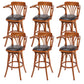 Industrial Armed Bar Stools Oak Wood Dining Stool with Footrest Red Brown 6 Piece Set Clearhalo 'Bar Furniture' 'Bar Stools' 'bar_stools' 'furn' 'furn_bar_stools' 'Furniture' 'Kitchen & Dining Furniture' 6555982