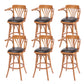 Industrial Armed Bar Stools Oak Wood Dining Stool with Footrest Natural 6 Piece Set Clearhalo 'Bar Furniture' 'Bar Stools' 'bar_stools' 'furn' 'furn_bar_stools' 'Furniture' 'Kitchen & Dining Furniture' 6555986