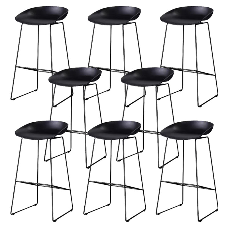 Plastic Armless Barstools Industrial Bar Stools with Metal Legs Black Black 8 Piece Set Clearhalo 'Bar Furniture' 'Bar Stools' 'bar_stools' 'furn' 'furn_bar_stools' 'Furniture' 'Kitchen & Dining Furniture' 6556007