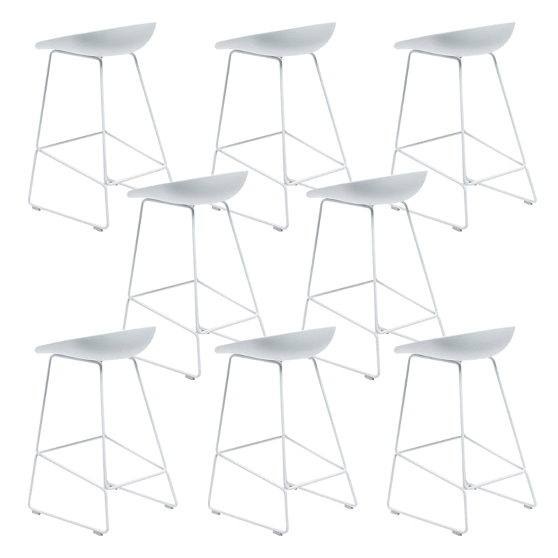 Plastic Armless Barstools Industrial Bar Stools with Metal Legs White White 8 Piece Set Clearhalo 'Bar Furniture' 'Bar Stools' 'bar_stools' 'furn' 'furn_bar_stools' 'Furniture' 'Kitchen & Dining Furniture' 6556011