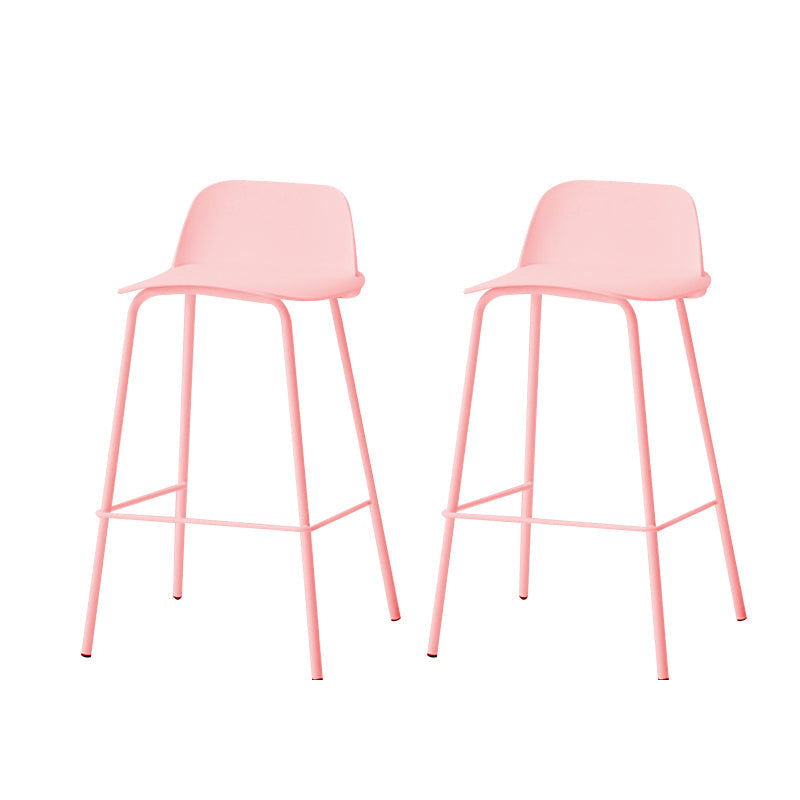 Indoor Glam Armless Low Back Bar Stool Plastic Stool with Steel Legs
