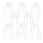 Indoor Glam Armless Low Back Bar Stool Plastic Stool with Steel Legs