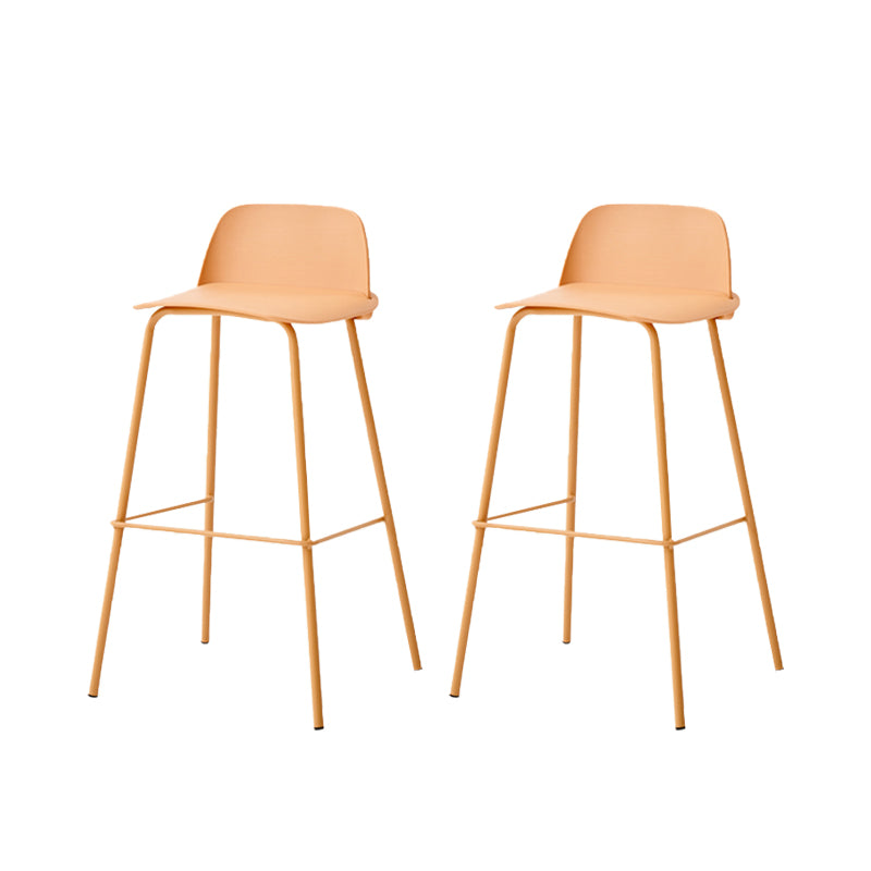 Indoor Glam Armless Low Back Bar Stool Plastic Stool with Steel Legs