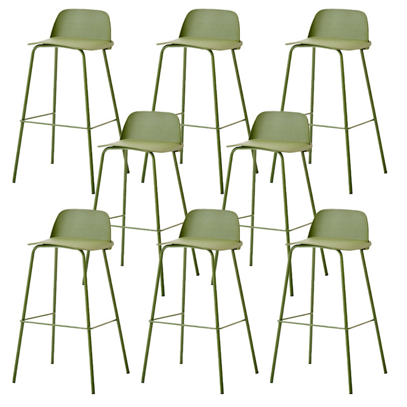 Indoor Glam Armless Low Back Bar Stool Plastic Stool with Steel Legs