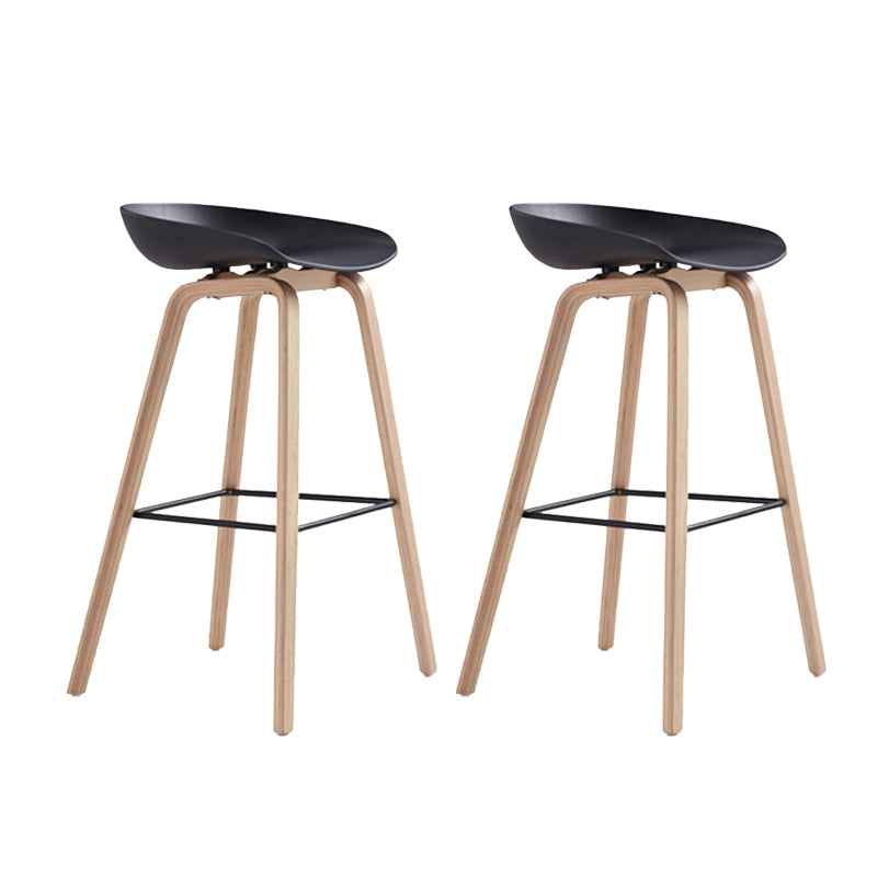 Indoor Plastic Bucket Seat Scandinavian Armless Bar Height Stool with Wood Legs Black 2 Piece Set Clearhalo 'Bar Furniture' 'Bar Stools' 'bar_stools' 'furn' 'furn_bar_stools' 'Furniture' 'Kitchen & Dining Furniture' 6556312