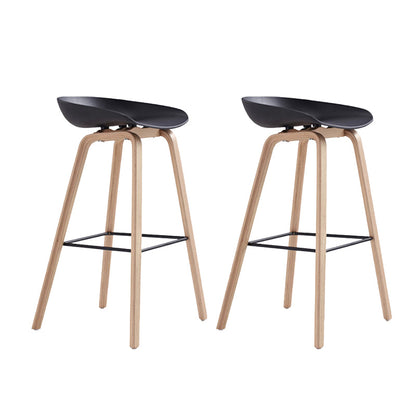 Indoor Plastic Bucket Seat Scandinavian Armless Bar Height Stool with Wood Legs Black 2 Piece Set Clearhalo 'Bar Furniture' 'Bar Stools' 'bar_stools' 'furn' 'furn_bar_stools' 'Furniture' 'Kitchen & Dining Furniture' 6556312