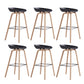 Indoor Plastic Bucket Seat Scandinavian Armless Bar Height Stool with Wood Legs Black 6 Piece Set Clearhalo 'Bar Furniture' 'Bar Stools' 'bar_stools' 'furn' 'furn_bar_stools' 'Furniture' 'Kitchen & Dining Furniture' 6556315