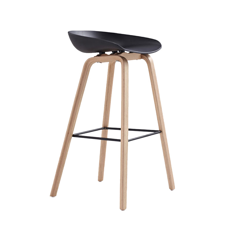 Indoor Plastic Bucket Seat Scandinavian Armless Bar Height Stool with Wood Legs Clearhalo 'Bar Furniture' 'Bar Stools' 'bar_stools' 'furn' 'furn_bar_stools' 'Furniture' 'Kitchen & Dining Furniture' 6556317