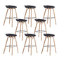 Indoor Plastic Bucket Seat Scandinavian Armless Bar Height Stool with Wood Legs Black 8 Piece Set Clearhalo 'Bar Furniture' 'Bar Stools' 'bar_stools' 'furn' 'furn_bar_stools' 'Furniture' 'Kitchen & Dining Furniture' 6556318