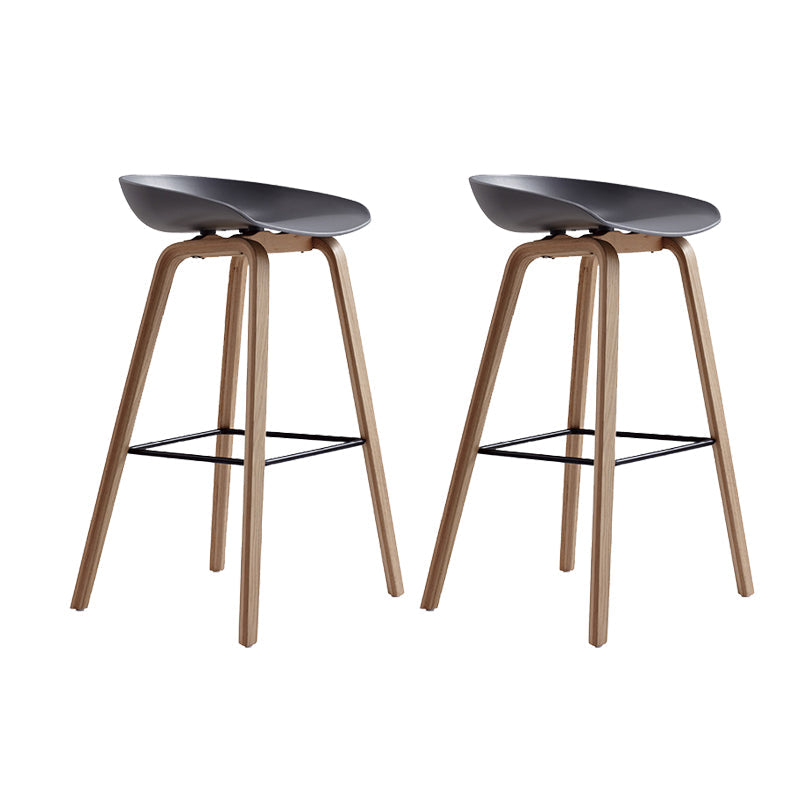 Indoor Plastic Bucket Seat Scandinavian Armless Bar Height Stool with Wood Legs Grey 2 Piece Set Clearhalo 'Bar Furniture' 'Bar Stools' 'bar_stools' 'furn' 'furn_bar_stools' 'Furniture' 'Kitchen & Dining Furniture' 6556320
