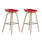 Indoor Plastic Bucket Seat Scandinavian Armless Bar Height Stool with Wood Legs Red 2 Piece Set Clearhalo 'Bar Furniture' 'Bar Stools' 'bar_stools' 'furn' 'furn_bar_stools' 'Furniture' 'Kitchen & Dining Furniture' 6556324