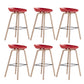 Indoor Plastic Bucket Seat Scandinavian Armless Bar Height Stool with Wood Legs Red 6 Piece Set Clearhalo 'Bar Furniture' 'Bar Stools' 'bar_stools' 'furn' 'furn_bar_stools' 'Furniture' 'Kitchen & Dining Furniture' 6556326