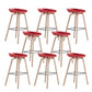 Indoor Plastic Bucket Seat Scandinavian Armless Bar Height Stool with Wood Legs Red 8 Piece Set Clearhalo 'Bar Furniture' 'Bar Stools' 'bar_stools' 'furn' 'furn_bar_stools' 'Furniture' 'Kitchen & Dining Furniture' 6556327