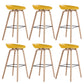 Indoor Plastic Bucket Seat Scandinavian Armless Bar Height Stool with Wood Legs Yellow 6 Piece Set Clearhalo 'Bar Furniture' 'Bar Stools' 'bar_stools' 'furn' 'furn_bar_stools' 'Furniture' 'Kitchen & Dining Furniture' 6556334