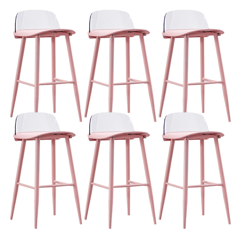 Indoor Glam Low Back Bar Stool Armless Metal and Plastic Bar Stool