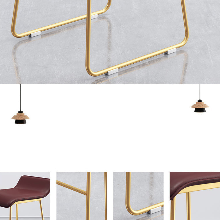 Sgabello da bar in pelle Sgabello da bancone senza schienale per Bristol con struttura dorata