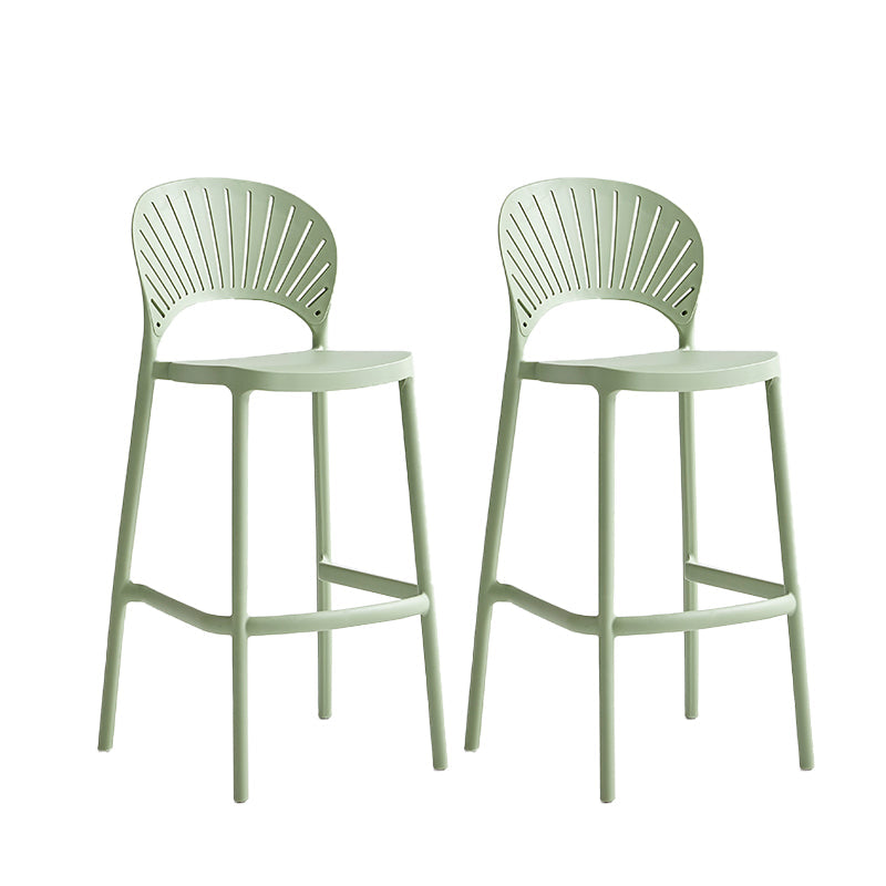 Industrial Armless Low Back Bar Stool Indoor Stackable Plastic Bar Stool Green 2 Piece Set Clearhalo 'Bar Furniture' 'Bar Stools' 'bar_stools' 'furn' 'furn_bar_stools' 'Furniture' 'Kitchen & Dining Furniture' 6556431