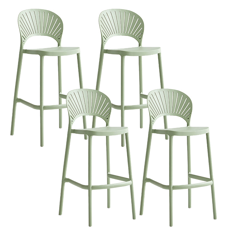 Industrial Armless Low Back Bar Stool Indoor Stackable Plastic Bar Stool Green 4 Piece Set Clearhalo 'Bar Furniture' 'Bar Stools' 'bar_stools' 'furn' 'furn_bar_stools' 'Furniture' 'Kitchen & Dining Furniture' 6556432