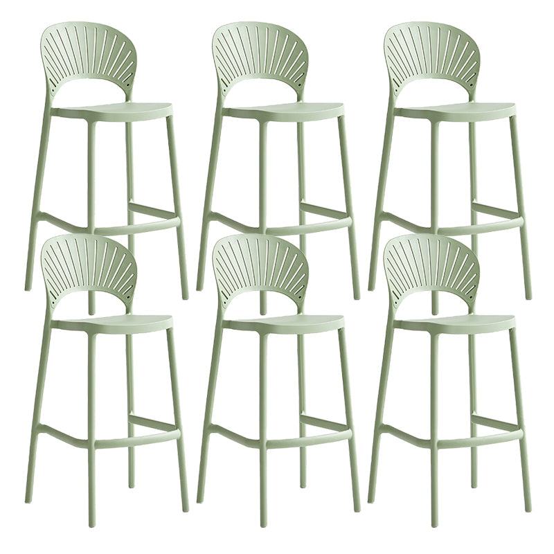 Industrial Armless Low Back Bar Stool Indoor Stackable Plastic Bar Stool Green 6 Piece Set Clearhalo 'Bar Furniture' 'Bar Stools' 'bar_stools' 'furn' 'furn_bar_stools' 'Furniture' 'Kitchen & Dining Furniture' 6556435