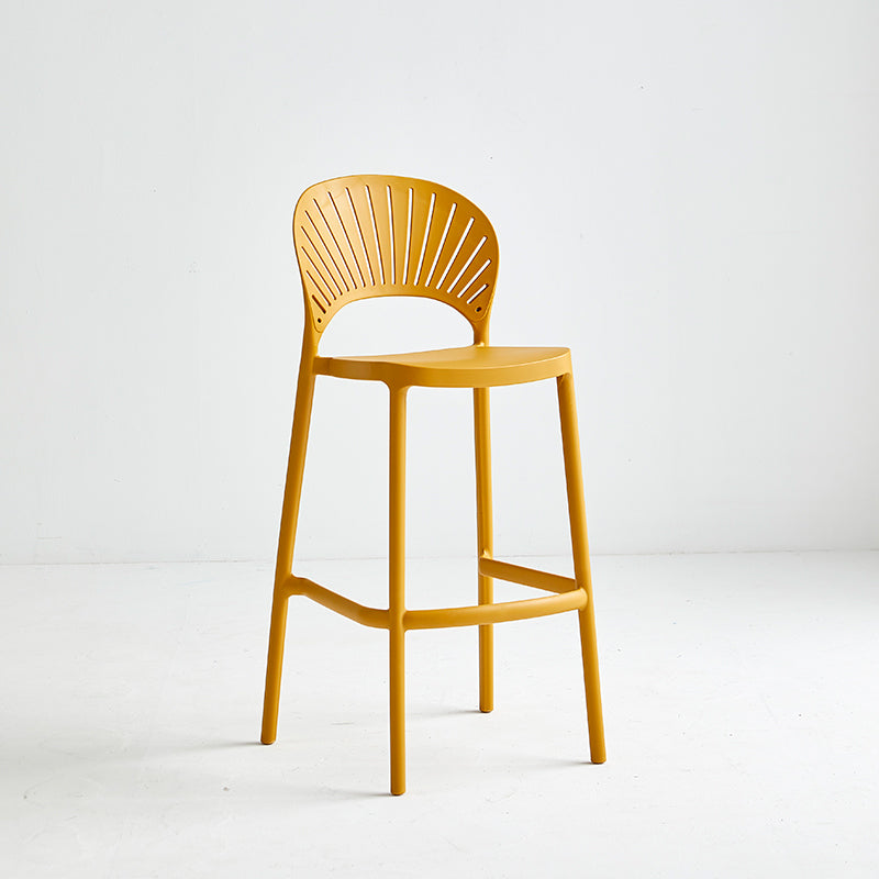 Industrial Armless Low Back Bar Stool Indoor Stackable Plastic Bar Stool Yellow 1 Piece Clearhalo 'Bar Furniture' 'Bar Stools' 'bar_stools' 'furn' 'furn_bar_stools' 'Furniture' 'Kitchen & Dining Furniture' 6556438