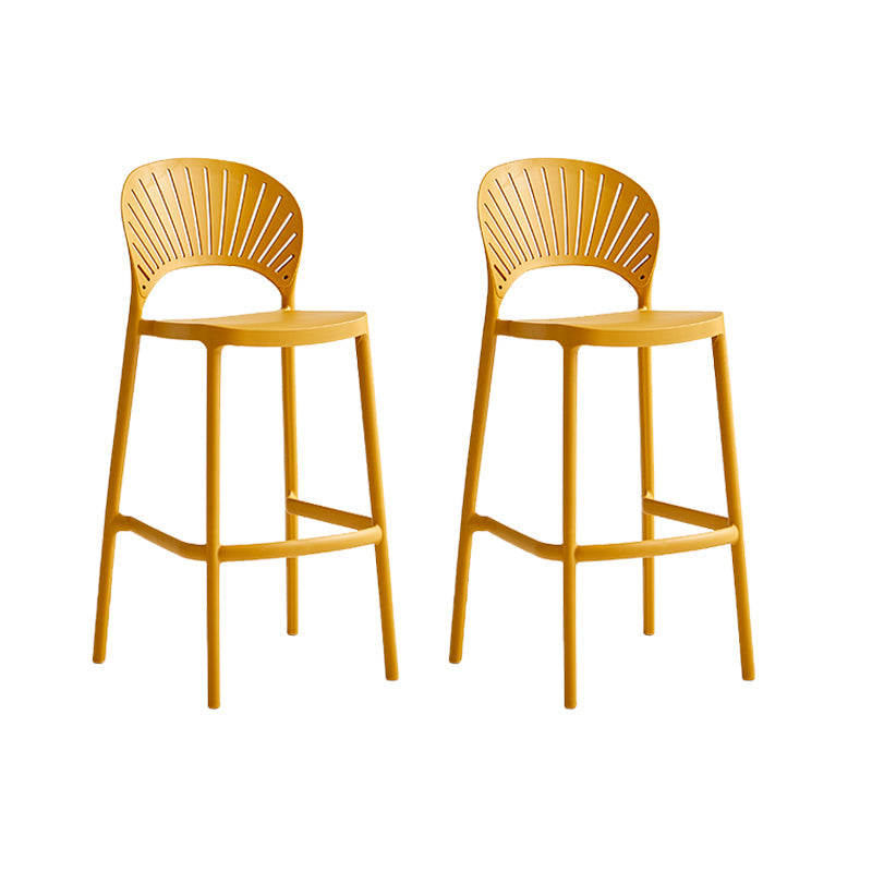 Industrial Armless Low Back Bar Stool Indoor Stackable Plastic Bar Stool Yellow 2 Piece Set Clearhalo 'Bar Furniture' 'Bar Stools' 'bar_stools' 'furn' 'furn_bar_stools' 'Furniture' 'Kitchen & Dining Furniture' 6556440
