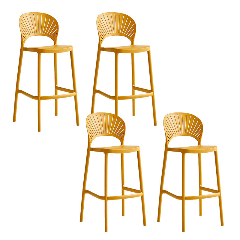 Industrial Armless Low Back Bar Stool Indoor Stackable Plastic Bar Stool Yellow 4 Piece Set Clearhalo 'Bar Furniture' 'Bar Stools' 'bar_stools' 'furn' 'furn_bar_stools' 'Furniture' 'Kitchen & Dining Furniture' 6556443