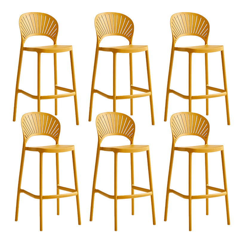 Industrial Armless Low Back Bar Stool Indoor Stackable Plastic Bar Stool Yellow 6 Piece Set Clearhalo 'Bar Furniture' 'Bar Stools' 'bar_stools' 'furn' 'furn_bar_stools' 'Furniture' 'Kitchen & Dining Furniture' 6556445