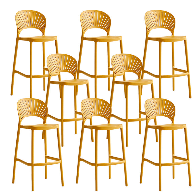 Industrial Armless Low Back Bar Stool Indoor Stackable Plastic Bar Stool Yellow 8 Piece Set Clearhalo 'Bar Furniture' 'Bar Stools' 'bar_stools' 'furn' 'furn_bar_stools' 'Furniture' 'Kitchen & Dining Furniture' 6556447