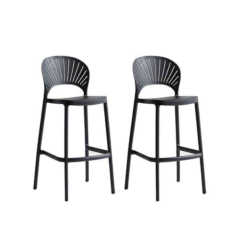 Industrial Armless Low Back Bar Stool Indoor Stackable Plastic Bar Stool Black 2 Piece Set Clearhalo 'Bar Furniture' 'Bar Stools' 'bar_stools' 'furn' 'furn_bar_stools' 'Furniture' 'Kitchen & Dining Furniture' 6556451