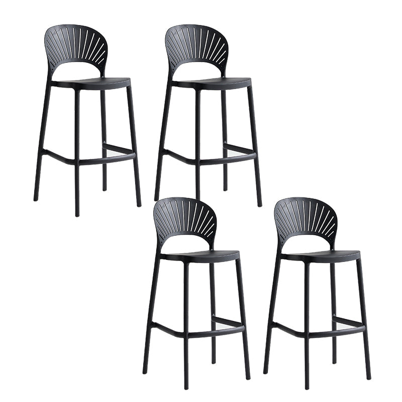 Industrial Armless Low Back Bar Stool Indoor Stackable Plastic Bar Stool Black 4 Piece Set Clearhalo 'Bar Furniture' 'Bar Stools' 'bar_stools' 'furn' 'furn_bar_stools' 'Furniture' 'Kitchen & Dining Furniture' 6556452