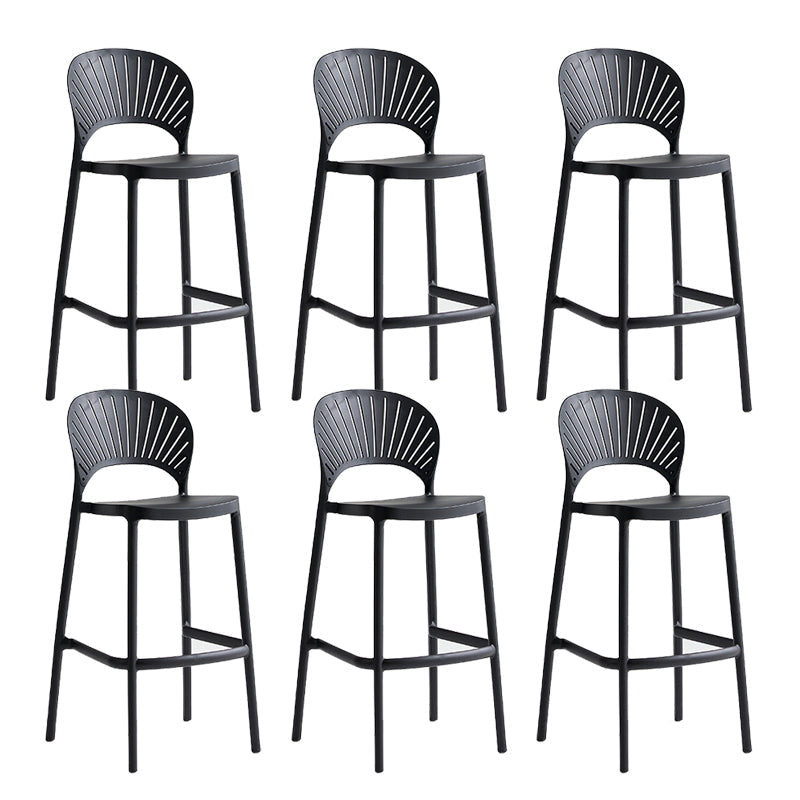 Industrial Armless Low Back Bar Stool Indoor Stackable Plastic Bar Stool Black 6 Piece Set Clearhalo 'Bar Furniture' 'Bar Stools' 'bar_stools' 'furn' 'furn_bar_stools' 'Furniture' 'Kitchen & Dining Furniture' 6556453