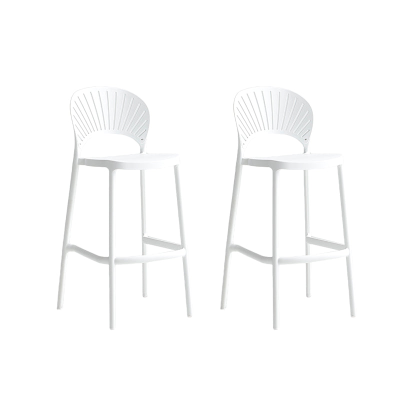 Industrial Armless Low Back Bar Stool Indoor Stackable Plastic Bar Stool White 2 Piece Set Clearhalo 'Bar Furniture' 'Bar Stools' 'bar_stools' 'furn' 'furn_bar_stools' 'Furniture' 'Kitchen & Dining Furniture' 6556456