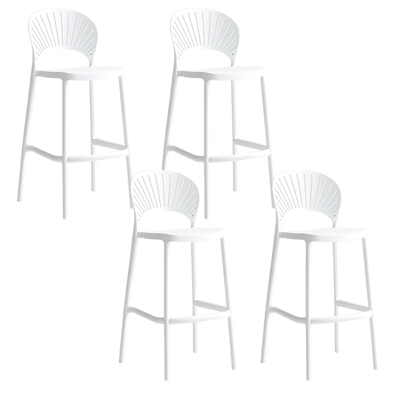 Industrial Armless Low Back Bar Stool Indoor Stackable Plastic Bar Stool White 4 Piece Set Clearhalo 'Bar Furniture' 'Bar Stools' 'bar_stools' 'furn' 'furn_bar_stools' 'Furniture' 'Kitchen & Dining Furniture' 6556457