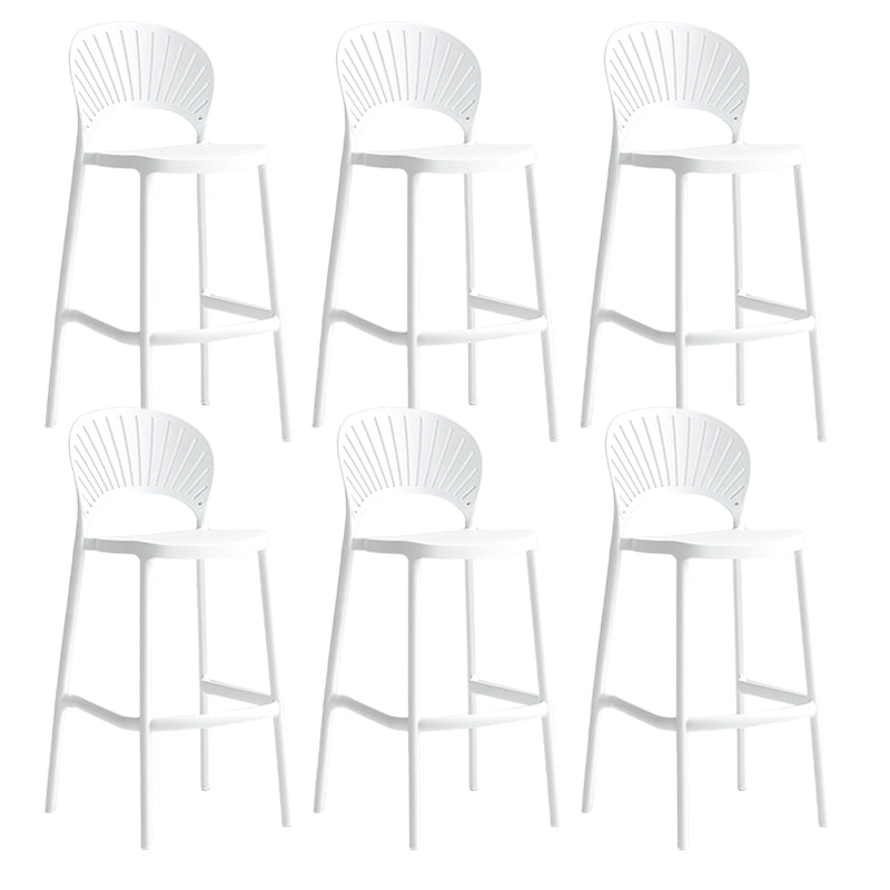 Industrial Armless Low Back Bar Stool Indoor Stackable Plastic Bar Stool White 6 Piece Set Clearhalo 'Bar Furniture' 'Bar Stools' 'bar_stools' 'furn' 'furn_bar_stools' 'Furniture' 'Kitchen & Dining Furniture' 6556458