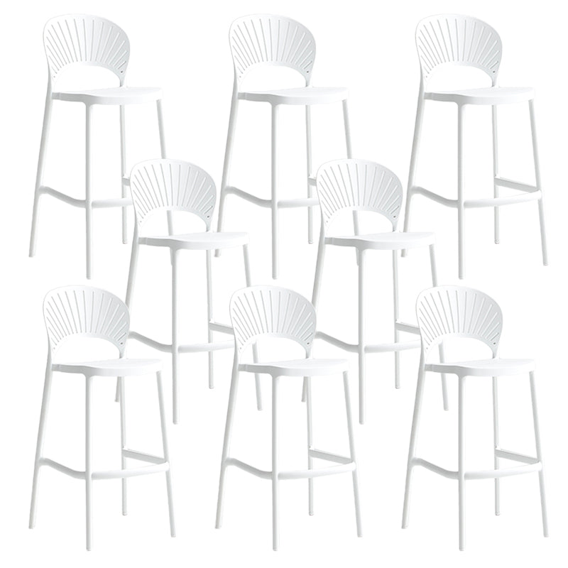 Industrial Armless Low Back Bar Stool Indoor Stackable Plastic Bar Stool White 8 Piece Set Clearhalo 'Bar Furniture' 'Bar Stools' 'bar_stools' 'furn' 'furn_bar_stools' 'Furniture' 'Kitchen & Dining Furniture' 6556459