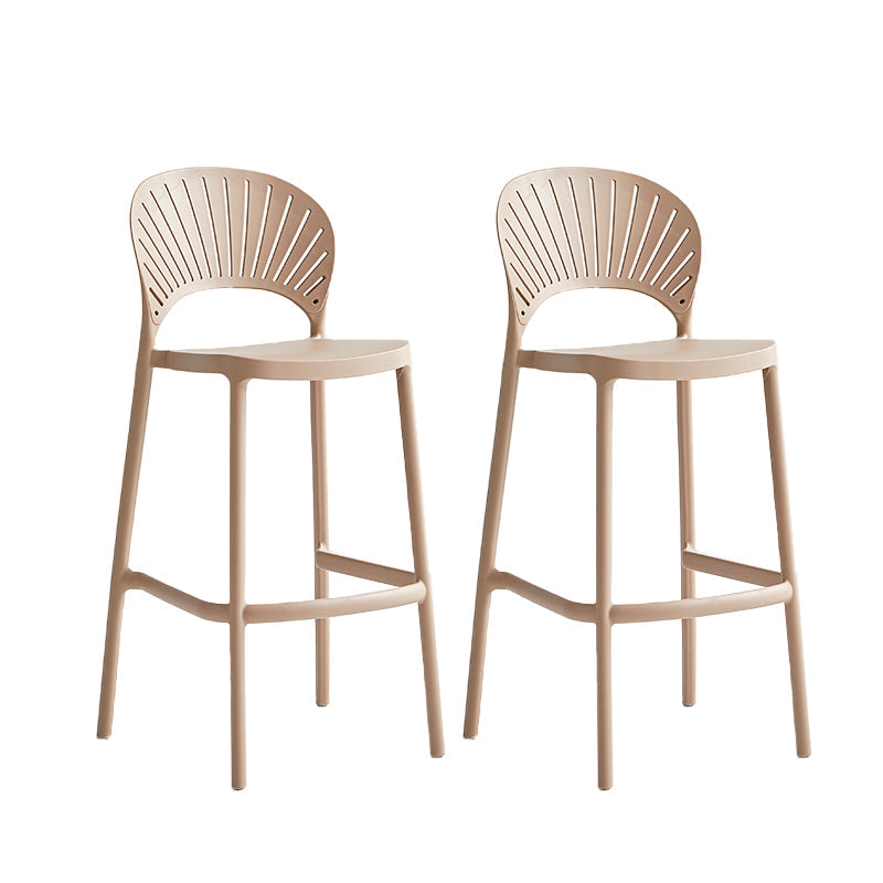 Industrial Armless Low Back Bar Stool Indoor Stackable Plastic Bar Stool Pink 2 Piece Set Clearhalo 'Bar Furniture' 'Bar Stools' 'bar_stools' 'furn' 'furn_bar_stools' 'Furniture' 'Kitchen & Dining Furniture' 6556461