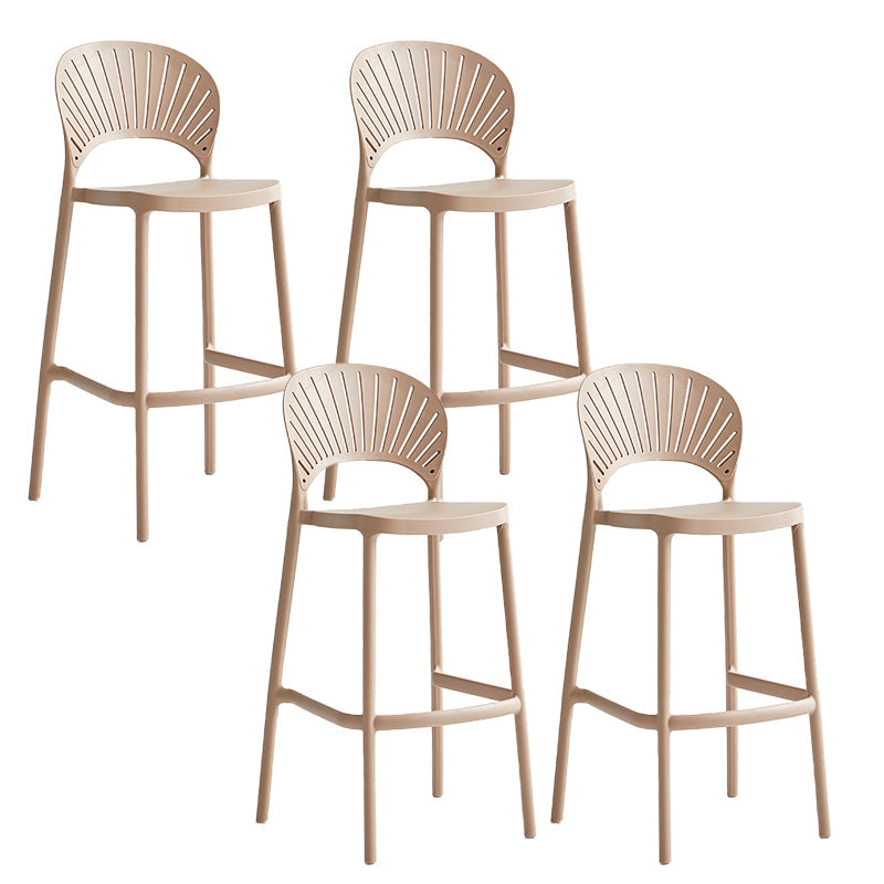 Industrial Armless Low Back Bar Stool Indoor Stackable Plastic Bar Stool Pink 4 Piece Set Clearhalo 'Bar Furniture' 'Bar Stools' 'bar_stools' 'furn' 'furn_bar_stools' 'Furniture' 'Kitchen & Dining Furniture' 6556462