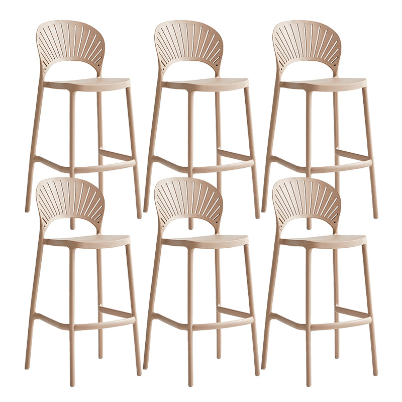 Industrial Armless Low Back Bar Stool Indoor Stackable Plastic Bar Stool Pink 6 Piece Set Clearhalo 'Bar Furniture' 'Bar Stools' 'bar_stools' 'furn' 'furn_bar_stools' 'Furniture' 'Kitchen & Dining Furniture' 6556463