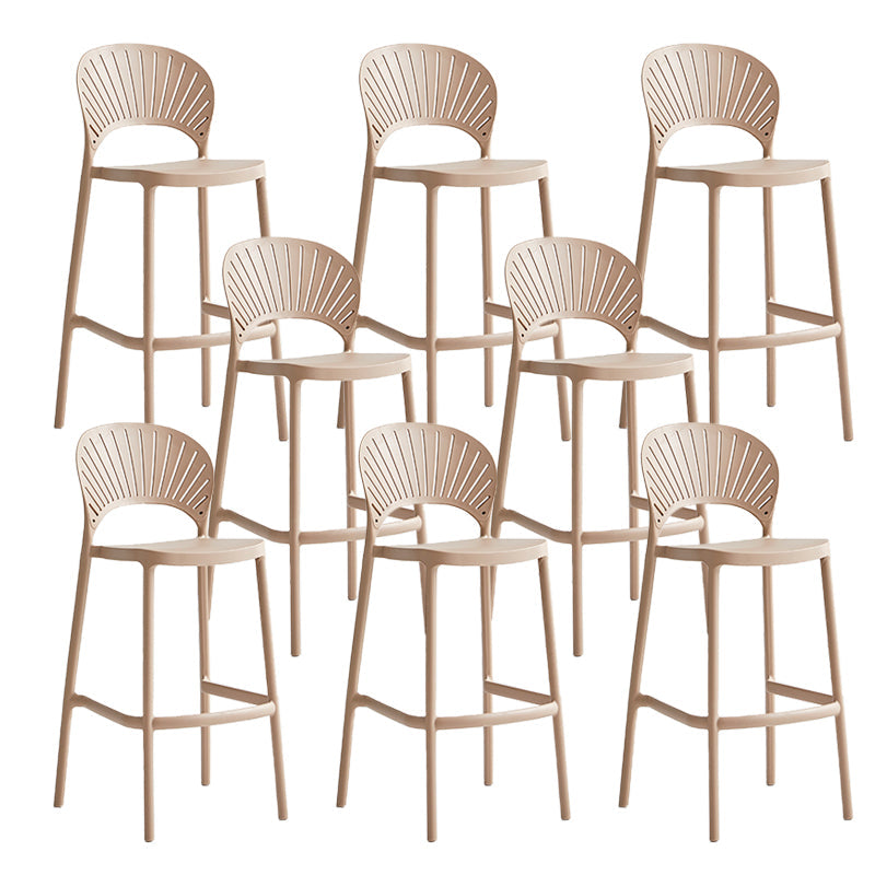 Industrial Armless Low Back Bar Stool Indoor Stackable Plastic Bar Stool Pink 8 Piece Set Clearhalo 'Bar Furniture' 'Bar Stools' 'bar_stools' 'furn' 'furn_bar_stools' 'Furniture' 'Kitchen & Dining Furniture' 6556464