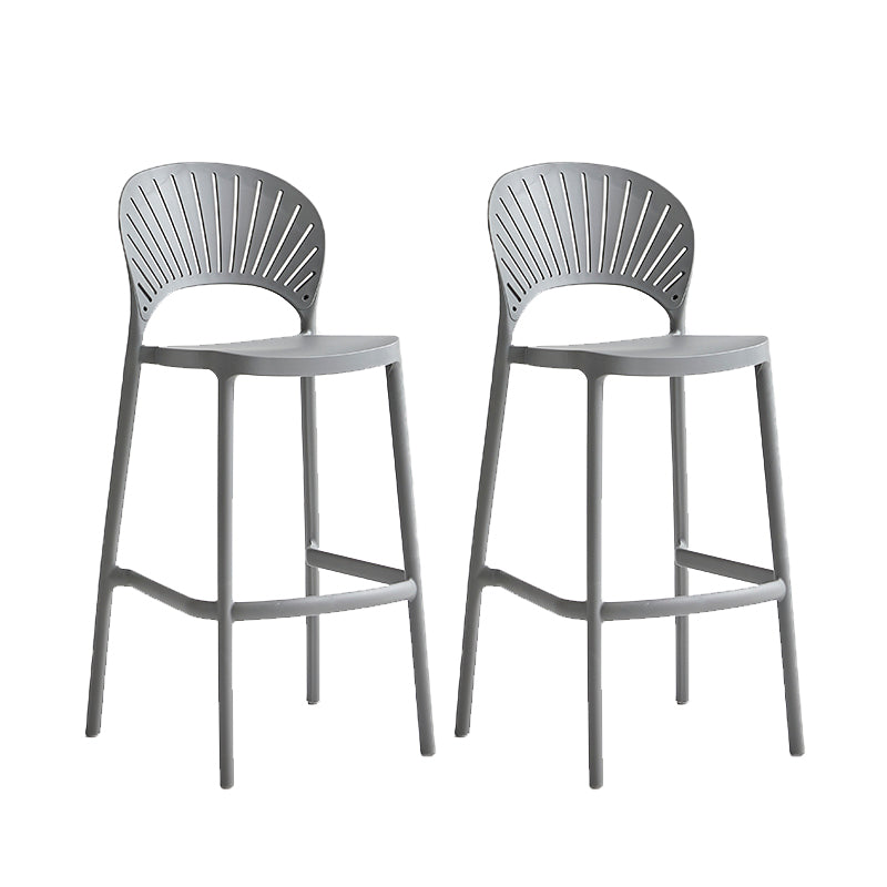 Industrial Armless Low Back Bar Stool Indoor Stackable Plastic Bar Stool Grey 2 Piece Set Clearhalo 'Bar Furniture' 'Bar Stools' 'bar_stools' 'furn' 'furn_bar_stools' 'Furniture' 'Kitchen & Dining Furniture' 6556466