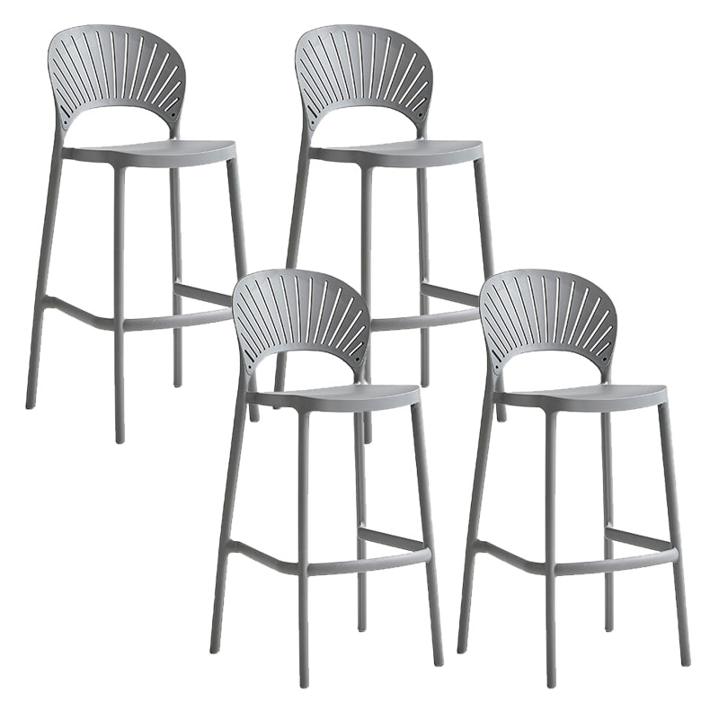 Industrial Armless Low Back Bar Stool Indoor Stackable Plastic Bar Stool Grey 4 Piece Set Clearhalo 'Bar Furniture' 'Bar Stools' 'bar_stools' 'furn' 'furn_bar_stools' 'Furniture' 'Kitchen & Dining Furniture' 6556467