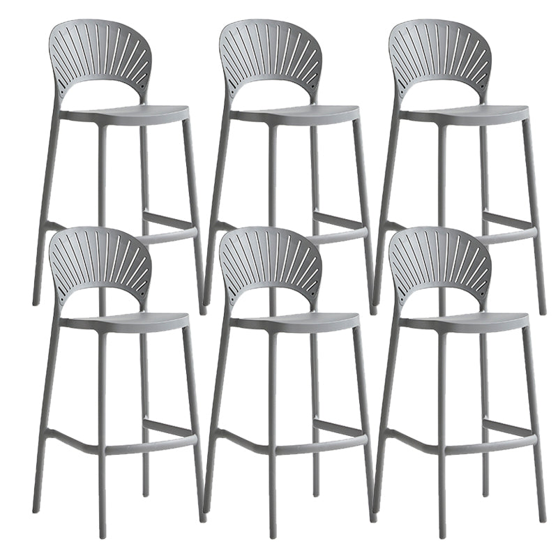 Industrial Armless Low Back Bar Stool Indoor Stackable Plastic Bar Stool Grey 6 Piece Set Clearhalo 'Bar Furniture' 'Bar Stools' 'bar_stools' 'furn' 'furn_bar_stools' 'Furniture' 'Kitchen & Dining Furniture' 6556468