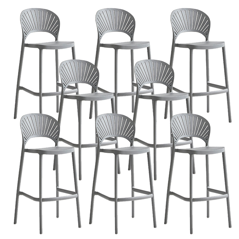 Industrial Armless Low Back Bar Stool Indoor Stackable Plastic Bar Stool Grey 8 Piece Set Clearhalo 'Bar Furniture' 'Bar Stools' 'bar_stools' 'furn' 'furn_bar_stools' 'Furniture' 'Kitchen & Dining Furniture' 6556469