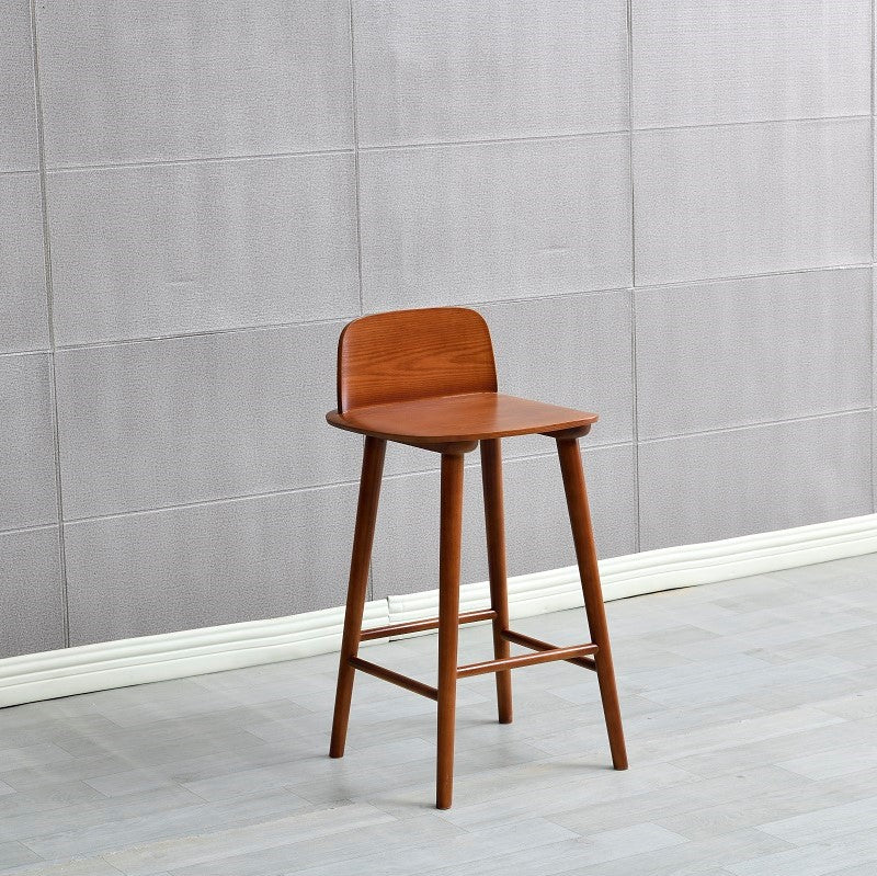 Ash Solid Wood Bar Stool Counter Height Indoor Industrial Armless Stool Walnut 1 Piece Clearhalo 'Bar Furniture' 'Bar Stools' 'bar_stools' 'furn' 'furn_bar_stools' 'Furniture' 'Kitchen & Dining Furniture' 6556491