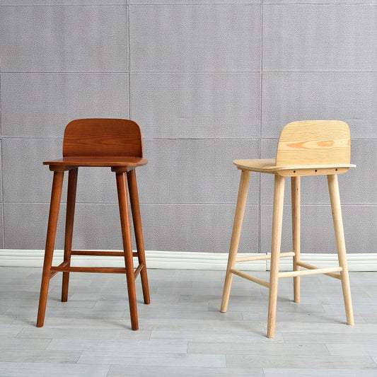 Ash Solid Wood Bar Stool Counter Height Indoor Industrial Armless Stool