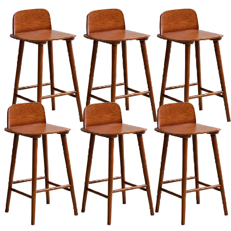 Ash Solid Wood Bar Stool Counter Height Indoor Industrial Armless Stool Walnut 6 Piece Set Clearhalo 'Bar Furniture' 'Bar Stools' 'bar_stools' 'furn' 'furn_bar_stools' 'Furniture' 'Kitchen & Dining Furniture' 6556508